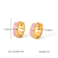 Detail view of 18K gold stainless steel earrings with purple enamel and size markers - Light Purple (HC-E10429-PK)