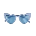 Stylish heart-shaped sunglasses with light blue glitter frames and matching tinted lenses - Blue Frame / Blue Lens