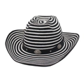 Detail of black and white striped straw cowboy hat with vintage oval metal floral studs - Black & White Stripe (With Wind Rope)