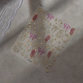 Détail de stickers à ongles 5D gel avec nœuds rose pailleté et étoiles métalliques - Marquage à l'or (CO-525)