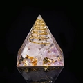 Orgone pyramid variant with amethyst, white crystal, gold foil, and copper coil - Lavender Amethyst