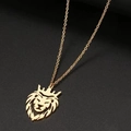 Golden lion head pendant with crown on snake chain necklace for men and women - O-chain 60cm / Gold