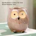 Brown ceramic owl succulent pot measuring 6.8x7.5cm with vintage glazed finish - Style 05