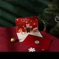 Carte de Noël 3D avec enveloppe rouge et design festif de renne joyeux - Type F - HK051 Carte 3D Merveilleux Noël