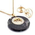 Vintage gold jewelry set with black marble resin and infinity charm pendant - Gold Infinite Symbol (KS64425-K)