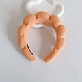Orange-pink thick terry cloth cloud headband with non-slip foam sponge texture - Orange