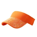 Orange sun visor hat for women with colorful rhinestones and sparkling open top design - Orange + Orange AB Rhinestones