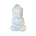 Natural crystal Buddha statue carving with opal rainbow sheen in seated posture - Opalite