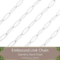 Chaîne à maillons ovales gaufrés en acier inoxydable argenté pour bijoux DIY - Chaîne Gaufrée (Large 6x20mm) 1m