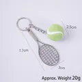 Mini tennis racket and green ball keychain accessory with silver alloy metal link - 2.5cm Large Light Green Tennis Ball + Silver Racket