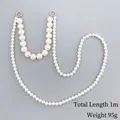 1-meter white pearl crossbody strap with silver metal rings for bags and phone cases - K395 2-in-1 Pearl Chain (10mm+18mm 16 Beads)