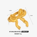 Minimalist 18K gold plated stainless steel bow ring with dimensions and weight data - Polished Bowknot / Gold