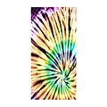 Macro detail of microfiber beach towel featuring vibrant 3D tie-dye spiral patterns - 10-Purple Yellow Green Blue Spiral
