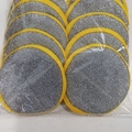 Lot d'éponges vaisselle rondes double face avec fibres grises et bordure jaune - Lot de 10 (Épaisseur 1.5cm)