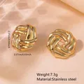 Boucles d'oreilles feuilles en acier inoxydable doré avec un design torsadé audacieux - Clous d'oreilles Nœud Tissé (FYD6097) / Or