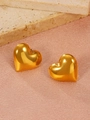 Polished golden heart-shaped titanium steel stud earrings with a mirror finish - 18K Gold Plated Heart (1218)
