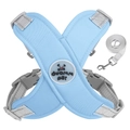 Light blue X-shaped dog harness and leash set with reflective trim and safety buckle - M (Recommended 6-10kg) / Blue
