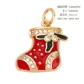 Christmas stocking enamel pendant in red and gold finish with sparkling rhinestones - Gold Sock M844375G