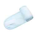 Light blue adjustable coral fleece spa headband with secure magic sticker closure - Single Piece / Light Blue