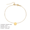 Pulsera de acero inoxidable en oro de 14K con dije de cara sonriente y cadena de 18 cm - Sonrisa / Dorado