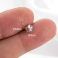 Silver star and moon cartilage stud earring with orange crystal inlay 0.64cm size - 6# Silver (Orange)