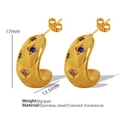 Goldene Edelstahl-Creolen mit bunten Strasssteinen in Hochglanz-Optik für Damen - Bunte Strass Ohrringe (EH160)