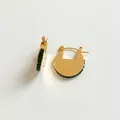 Minimalist gold plated stainless steel hoop earrings with green zircon inlay - Gold + Green Zirconia (KDE1615)