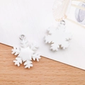 Set of two white resin snowflake pendants with metal loops for DIY jewelry making - White Christmas Snow