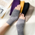 Knitted fingerless gloves for women in gray, purple, yellow, black and khaki colors - Gray