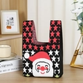 Borsa tote natalizia in maglia nera con motivo Babbo Natale e stelle decorative - Babbo Natale