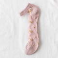 Calze rosa in tulle con bordo a volant e delicati ricami floreali da donna estive - Taglia unica / Rosa