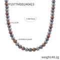 Collana di perle multicolore da 1,2 cm in tonalità marrone, grigio argento e viola - Color Block / 12mm