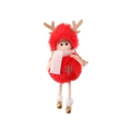 Christmas reindeer plush ball hanging ornament with golden snowflake and boots - Snowflake / Red