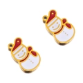 Christmas snowman charm in gold stainless steel with red and white enamel finish - Gold Scarf Snowman