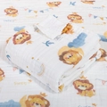 Soft cotton 6-layer gauze baby blanket with lion and rainbow print in white - 4-Layer 70*90cm / Lion Paradise