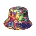 Colorful psychedelic print bucket hat with hippie style graffiti pattern on white background - Psychedelic Hippie Colorful Print