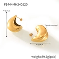 Orecchini a lobo a goccia dorati in acciaio al titanio con finitura a specchio - Oro (F1444-Orecchini Color Oro)