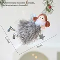 Bambola angelo di Natale con abito grigio a frange e ali d'argento, altezza 11,5 cm - Angelo Grigio B/Ciondolo a Stella