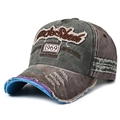 Vintage dark grey and brown 1969 embroidery baseball cap with distressed frayed edges - Green Top Coffee Brim