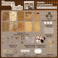DIY ita bag accessory kit with vintage Brown Trails themed paper and metal gear charms - Brown Track