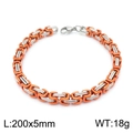 5mm Byzantine chain bracelet in orange and silver stainless steel, 200mm length - Bracelet (KB147931-Z) / 20cm / Orange