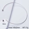Minimalistische zilveren roestvrijstalen torque choker met 8mm schroefkralen - Zilveren Spiraalstijl (KN18517-Z)