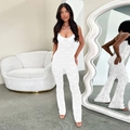 Weißer sexy Spitzen-Body für Damen mit Spaghettiträgern und offenem Rücken-Detail - S / Weiß
