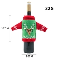 Funda de punto para botella de vino navideña con bordado de reno rojo y verde - Estilo Reno de Navidad