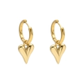 Macro detail of gold heart-shaped hoop earrings with a textured matte finish - Heart Earrings Pair (Gold)
