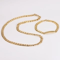 Dettaglio del set catena cubana dorata con piastrina rettangolare personalizzabile - Larghezza 6mm / Set Oro
