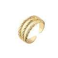 Elegant gold minimalist triple-layered twisted open ring with adjustable band for women - Adjustable Open / Triple Layer Spiral Style (CB00713YH)