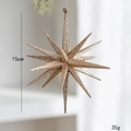Champagnerfarbener 3D-Stern Weihnachtsbaumschmuck, 15 cm groß mit glitzerndem Finish - Groß Champagner