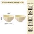 Set of 2 cream white 4.5 inch ceramic bowls with pumpkin petal texture for rice and dessert - 2 Pcs/Set / Cheese Yellow