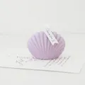 Purple shell shaped aromatherapy candle in French Lavender scent with gift tag - French Lavender / Purple